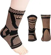 2 PCS Copper Ankle Brace Socks, Copper Joint Foot Compression Sleeve, Plantar Fasciitis Socks for Arch Support Achilles Tendonitis and Foot Pain Relief, Compression Ankle Sleeves Set for Men Women (XL)