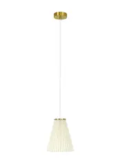 Amore 1 Light Small Pendant in Brass with Pleated White Linen Shade