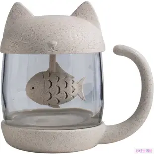 可愛貓咪玻璃杯 泡茶杯 水杯 可樂杯 玻璃杯 玻璃水杯 冷飲杯 杯子 咖啡杯 果汁杯 冷飲杯 奶茶杯 花茶杯 馬克杯