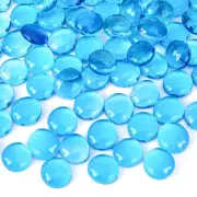 5Lb Flat Glass Marbles 500PCS Cerulean Flat Gems Aquarium Pebbles Vase Blue