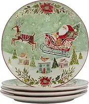 Certified International Joy of Christmas 11" Dinner Plates, Set of 4 Assorted Designs, Multicolor