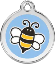 Red Dingo Bumble Bee Light Blue Tag - Lifetime Guarantee - Cat, Dog, Pet ID Tag