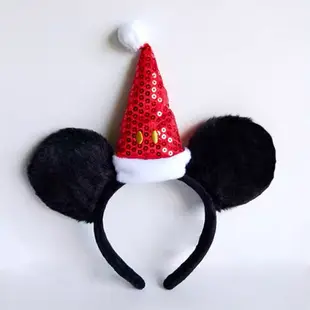 迪士尼聖誕節米奇米妮耳朵髮箍 跨年可愛聖誕帽交換禮物