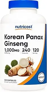 Nutricost Korean Ginseng Extra Strength Serving Size - Korean Red Ginseng - Gluten Free & Non-Gmo 240 Caps