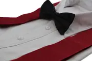 Mens Dark Red 120Cm Extra Wide Suspenders & Black Bow Tie Set