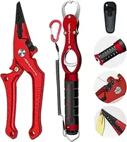 EWEIS 2 Pcs Fish Lip Gripper Pliers with Scale Weighing Function-Hook Remover and Open Ring Pliers with 9CR19 Molybdenum Vanadium Steel Blade,Aluminum Alloy Rust Proof Gear for SeaFishing&LureFishing