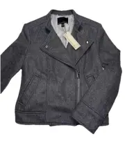 NWT Banana Republic Mario Bellucci Gray Wool Blend Moto Biker Jacket XS