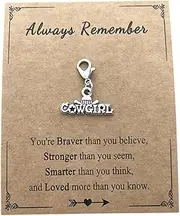 [AMOBESTER] Cowgirl Clip on Charms Western Country Charms with Lobster Clasp for Necklace Bracelet, Zinc, No Gemstone