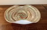 Large 12 X 9 Vtg MCM Murano Art Glass Fruit Centerpiece Bowl MULTICOLOR Swirl