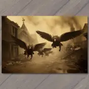 FLATCARD Bizarre Winged Bird Creatures Soar Surreal Dance Eerie Beauty