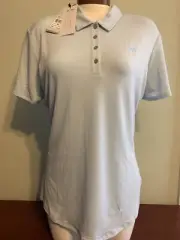 NWT Adidas Ladies XL Climalite Soft Blue Golf Polo shirt w logo AE5199