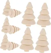 HOODANCOS Crafts Christmas Trees 10pcs Set Natural Wood DIY Christmas Trees Blank Decoration Home Decor