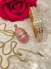 Imperial Faberge egg Necklace Faberge Jewelry Gold Bracelet SET style Birthday