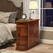 Tribesigns two drawers Bedside Table Retro Wood Nightstand Vintage 2 Drawers Storage Cabinet Wooden Side Table Walnut