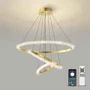 Bacowikin LED Chandelier Lighting Modern APP Controlled,Dimmable Black Pendant Light with Remote,Semi Flush Mount Ceiling Lighting Fixture for Living Room Bedroom Kitchen Island