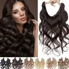 Invisible Secret Wire in Human Hair Extensions Wavy Piece Headband Weft 100g US