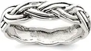 [JewelryWeb] 925 Sterling Silver Artisan Oxidized Irish Claddagh Celtic Trinity Knot Band Ring-Band Style-Ring for Women and Men