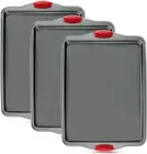 Nonstick Baking Sheet Pans Set of 3, Heavy-Gauge Carbon Steel, Rimmed Half Cooki