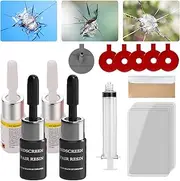 Windshield Repair Kit, 4 Pack Upgraded Windshield Crack Repair Kit with Glass Repair Kit Fluid Quick Fix for Chips and Cracks
