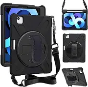 iPad Air 5 case Cover 2022 iPad Pro 11 Case 2020 2018 iPad Air 4 Case with Stand iPad 10.9 inch Case with Pencil Holder, Herize Heavy Duty Shockproof Rugged Case with Hand Strap&Shoulder Strap,Black