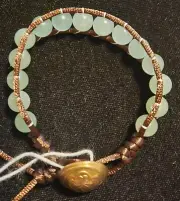 Jadeite/Jade Beaded Cord Bracelet Handmade Healing Wealth Prosperity