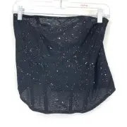 Auden Corset Top Womens Size Medium Black Sheer Metallic Dot Print