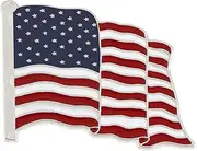 [Forge] Wholesale American Flag Enamel Lapel Pin-- PROUDLY MADE IN USA (Silver Tone) (1 Pin)