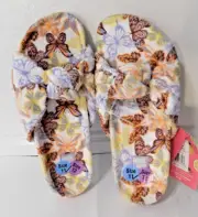Women's Muk Luks Terry Knot Slippers Multi-butterfly XL 11-12 indoor/outdoor