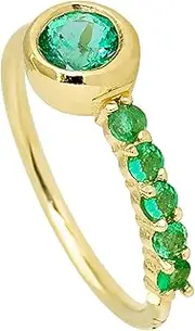 [Jewelry Avalanche] 20G 14K Gold Emerald Nose Hoop Ring Twist-open 5/16"(8mm) Nose Ring, Bezel & Prong set Emerald May Birthstone Hoop Unisex