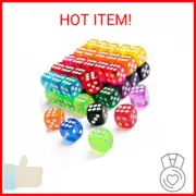 50 Pieces Colored Dice, 6 Sided Dice for Board Games, 14mm Bulk Dice for Math Le