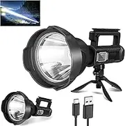 Rechargeable Spotlight, 3,000,000 Lumens Led Spot Lights Outdoor Handheld Super Bright Powerful Long Range Flashlight with 4 Modes, Tripod, USB C, IPX5 Waterproof for Fishing Boating Camping