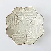 Amitofo Lotus petals Ceramic Decorate Plate, 8 Inch Retro Old Country Style Stoneware, Microwave Safe, 400ml Capacity
