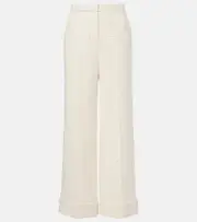[Valentino] Valentino Sequined tweed wide-leg pants AU 12 beige