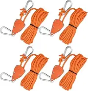 4pcs Reflective Tent Guy Ropes, 6mm Tent Camping Cord with Pulley, Heavy Duty Guide Rope with Aluminum Adjuster, Tent Guy Ropes Lines for Awning Outdoor Camping Gazebo Hiking Picnics