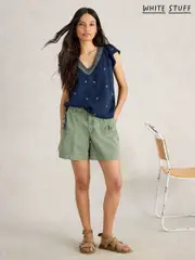 White Stuff Blue Lucie Embroidered 100% Cotton Blouses (H27462) | $104