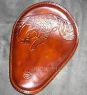 Rich Phillips Leather KOI Tooled Spring Solo Seat Motorcycle HD Bobber Chopper