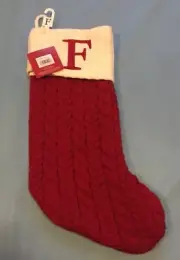 ST. NICHOLAS SQUARE 21" KNIT CHRISTMAS STOCKING MONOGRAM LETTER "F" (NWT)