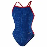 Speedo Endurance+ Water Grid Flyback Swim suit Youth Girl's 8/24 NEW $84