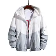 Men's Windbreaker Summer Sun Protection Jacket Loose Hooded Patchwork Men's Jack