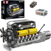 Mould King 10202 V12 Engine Model kit That Runs - Build Your Own STEM V8 Model Engine for Adults, 12-Cylinder Car Engine, Shiftable Gear Operation, Mechanic Engineering Construction Set (1260 PCS)