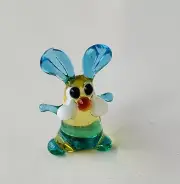RABBIT ~Mini Collectible Hand Blown Art Glass Figurine~Handmade Tiny Animal