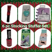 6 pc STOCKING STUFFER / GIFT SET for Her ~ Makeup Earbuds Socks Notepad MSRP $40