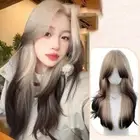Air Bangs Long Body Wave Wigs Halloween Lolita Cosplay Wigs for Women