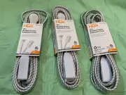 3- BRAIDED INDOOR EXTENSION CORD 16 GAGE 3 OUTLETS