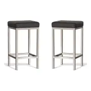 Set of 2 - Borgo Bar Stool 65cm - Brushed Frame - Black