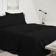 RUN HELIX 4 Piece Queen Bed Sheet Set - Ultra Soft Microfibre Fabric Fitted Sheet Set Anti-Fade and Anti-Shrinkage, Fitted Sheet & Flat Sheet & 2 Pillowcases, Black