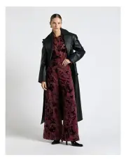 [Cue] Velvet Paisley Burnout Wide Leg Pant in Plum