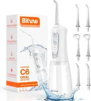Water Dental Flosser Teeth Pick, Cordless Flosser for Travel with 6 Jet Tips, 3