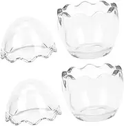 Mikinona Set of 2 Eggshell Pudding Cups Heat Resistant Glass for Baking Decorative