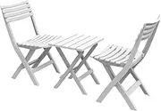Duramax Plastic Portable Sitting Set, Suitable for Patio, Camping, Picnic & Beach, Bistro Set & Garden Furniture, Portable Table & 2 Foldable Chairs, Indoor & Outdoor Use, Sturdy & Durable, White